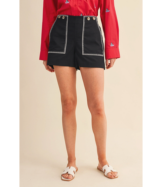Nikki High Waist Short- Black/White