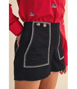 Nikki High Waist Short- Black/White