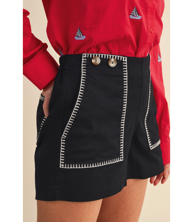 Nikki High Waist Short- Black/White