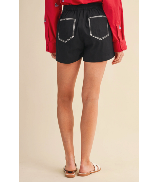Nikki High Waist Short- Black/White