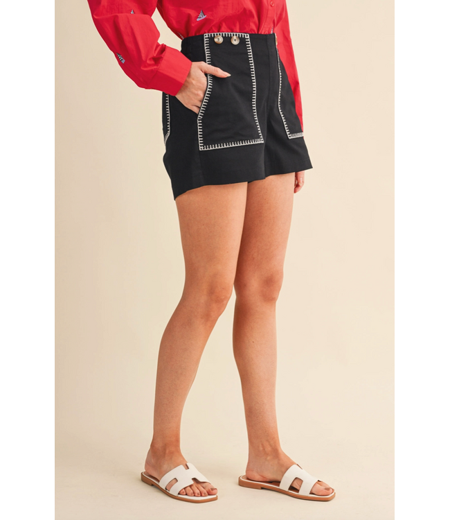 Nikki High Waist Short- Black/White