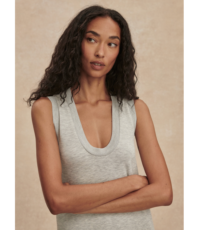 Kyler Tank Midi Dress- Light Grey Marl