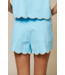 Floral Embroidered Shorts- Blue/Taupe