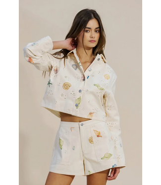 Shell & Starfish Cropped Jacket- Cream