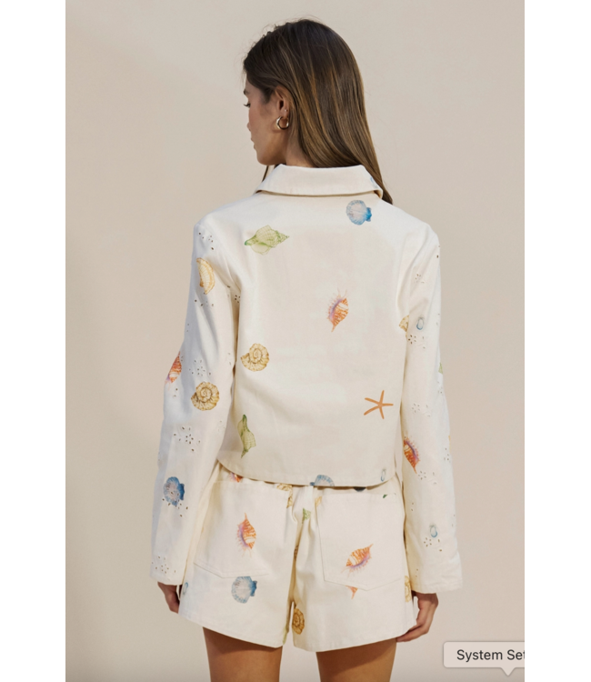Shell & Starfish Cropped Jacket- Cream