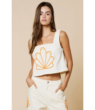 Seashell Cropped Tank- Ivory