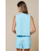 Floral Front Tie Vest- Blue/Taupe