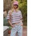 Vintage stripe Crop Tee- Pink/Green