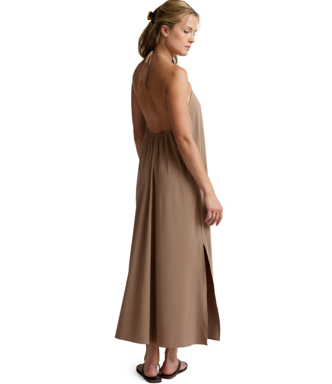 Go With The Flow Halter Dress- Khaki