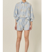 Striped Sunshine Embroidered Shorts- Blue