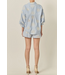 Striped Sunshine Embroidered Shorts- Blue