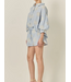 Striped Sunshine Embroidered Shorts- Blue