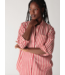 Boyfriend Stripe Shirt- Cherry Red/Ivory