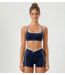 Heather Top & Bottom Biker Short Set- Navy/White