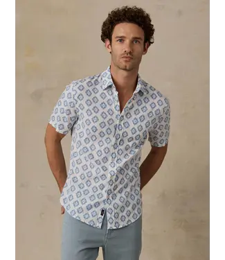 Faherty Brand SS Breeze Shirt- Crystal Cascade Diamond