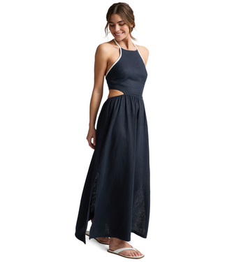 Beyond Yoga Softwash Linen Halter Dress- Nocturnal Navy