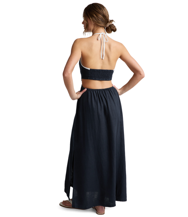 Softwash Linen Halter Dress- Nocturnal Navy