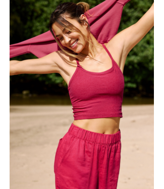 Beyond Yoga Spacedye Slim Racerback Cropped Tank- Berry Red