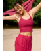 Spacedye Slim Racerback Cropped Tank- Berry Red