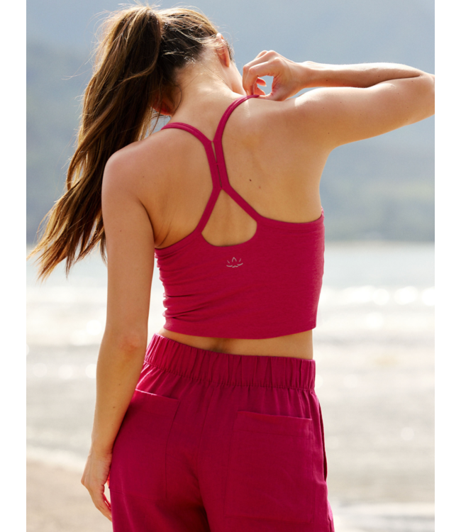 Spacedye Slim Racerback Cropped Tank- Berry Red