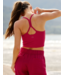 Spacedye Slim Racerback Cropped Tank- Berry Red