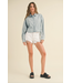 Cropped Light Wash Denim Button Down