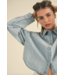 Cropped Light Wash Denim Button Down