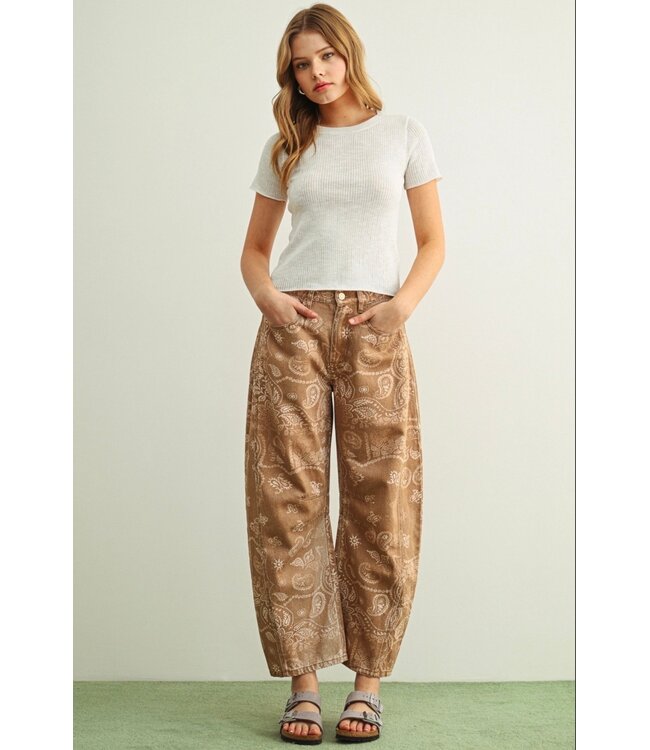 Paisley Barrel Leg Pants