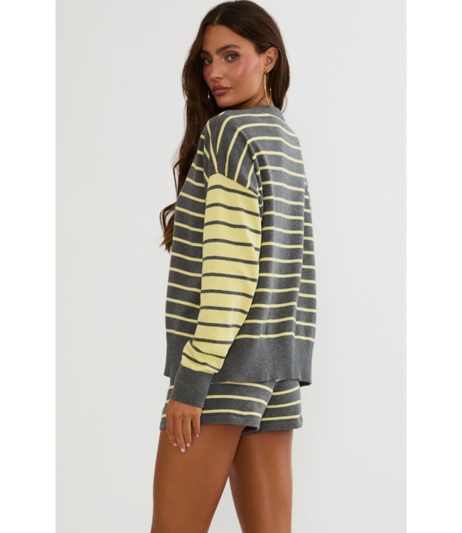 Callie Sweater- Butter Gray Stripe