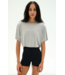 Djuna Oversized Cropped Tee- Heather Grey