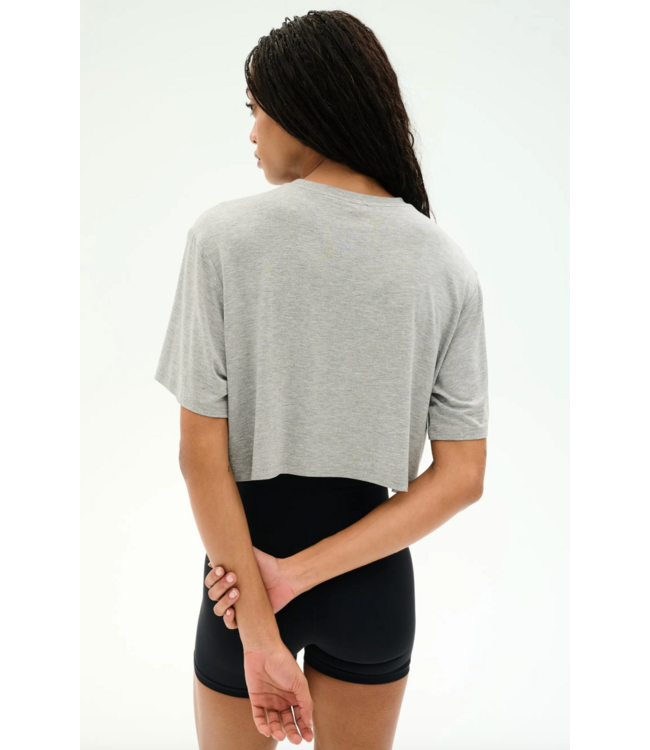 Djuna Oversized Cropped Tee- Heather Grey