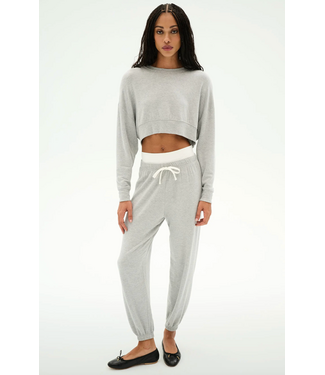 Splits59 Noah Fleece Crop Sweatshirt- Heather Grey