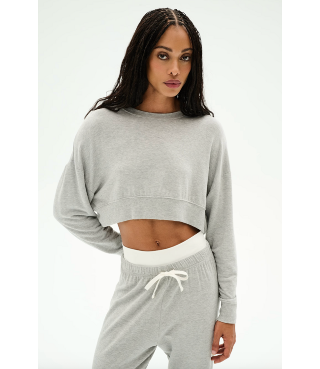 Noah Fleece Crop Sweatshirt- Heather Grey