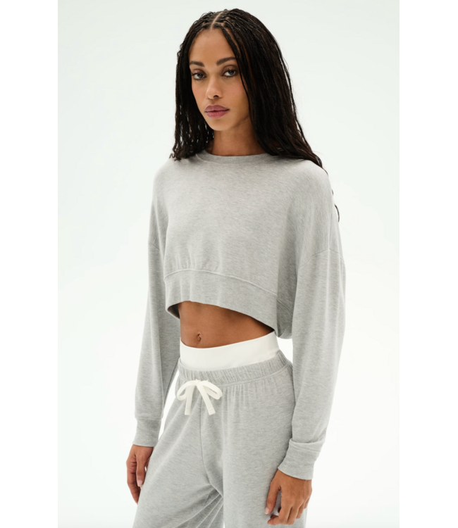 Noah Fleece Crop Sweatshirt- Heather Grey