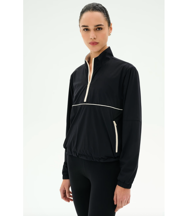 Lyle Woven Nylon Pullover- Black/Cream