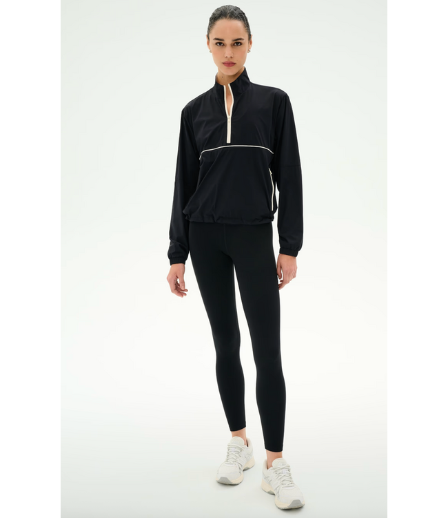 Lyle Woven Nylon Pullover- Black/Cream