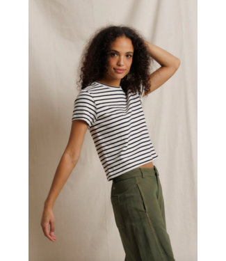 Perfectwhitetee Carter Stripe Crew- Natural/Black
