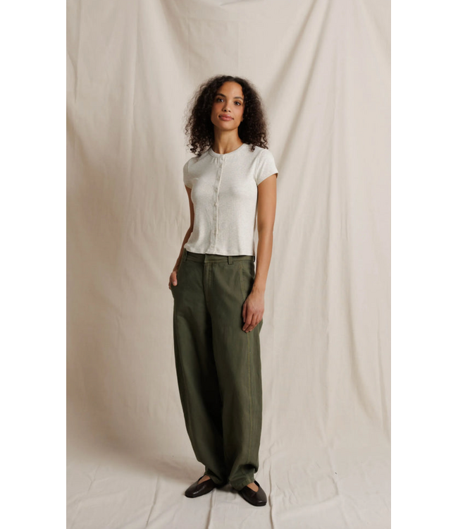 Miriam Lux Button Down Tee- Oatmeal Ash