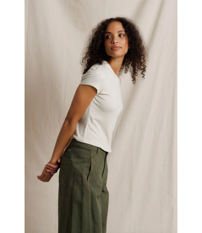 Miriam Lux Button Down Tee- Oatmeal Ash