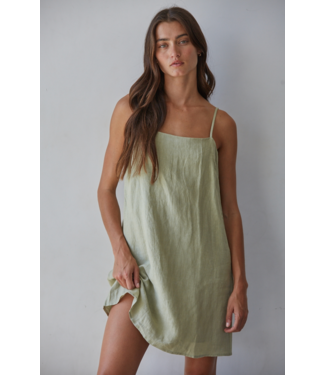 Cleo Linen Mini Dress- Sage