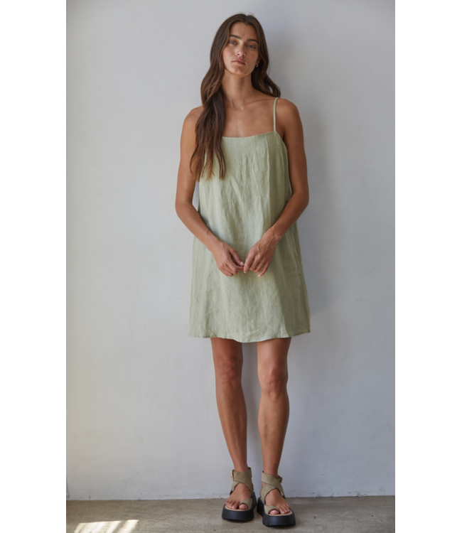 Cleo Linen Mini Dress- Sage