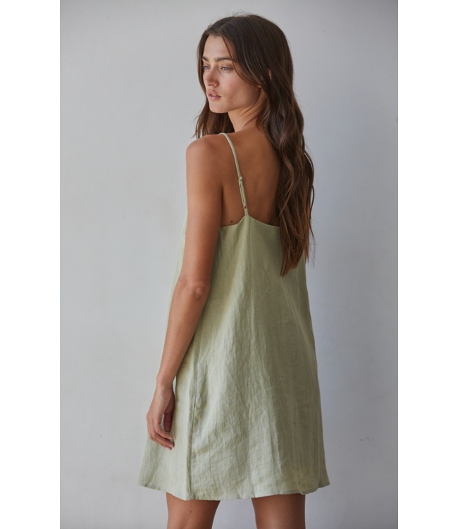 Cleo Linen Mini Dress- Sage