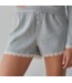Cotton Pointelle Shorts- Grey/Ivory