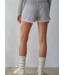 Cotton Pointelle Shorts- Grey/Ivory