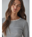Cotton Pointelle Long Sleeve- Grey/Ivory