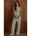 Cotton Pointelle Round Neck Tank- Cream