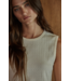 Cotton Pointelle Round Neck Tank- Cream