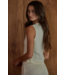 Cotton Pointelle Round Neck Tank- Cream