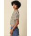 Selina Stripe Puff Sleeve- Natural/Brown