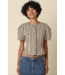 Selina Stripe Puff Sleeve- Natural/Brown